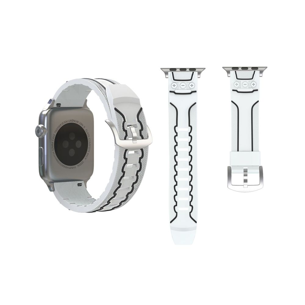 Wewoo - Bracelet blanc pour Apple Watch Series 3 & 2 & 1 en silicone de mode d'électrocardiogramme 42mm - Accessoires Apple Watch