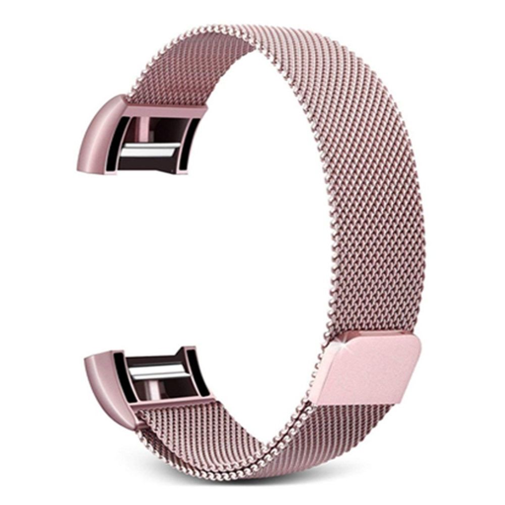 Wewoo - Bracelet pour montre connectée Smartwatch avec en acier inoxydable FITBIT Charge 2taille L rose - Bracelet connecté