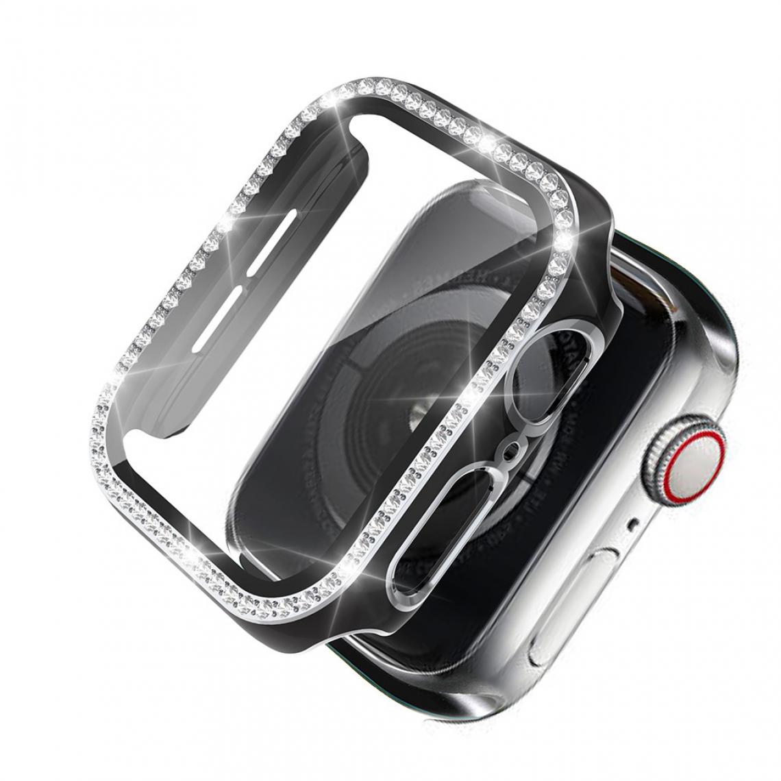 Other - Coque en TPU Cadre en cristal de galvanoplastie noir/argent pour votre Apple Watch 4/5/6/SE 40mm - Accessoires bracelet connecté