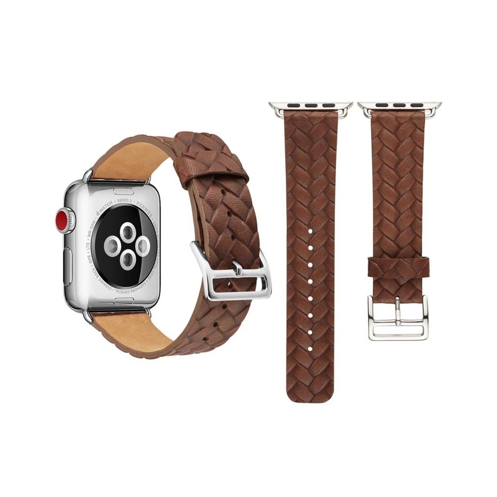 Wewoo - Bracelet café pour Apple Watch Series 3 & 2 & 1 42mm peau de vache en relief Motif en cuir - Accessoires Apple Watch
