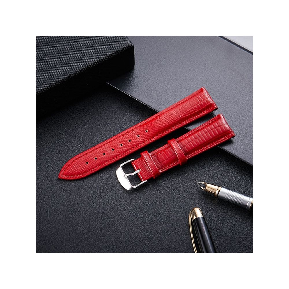 Wewoo - Bracelet pour montre connectée de en cuir avec texture de lézardtaille 14 mm rouge - Bracelet connecté