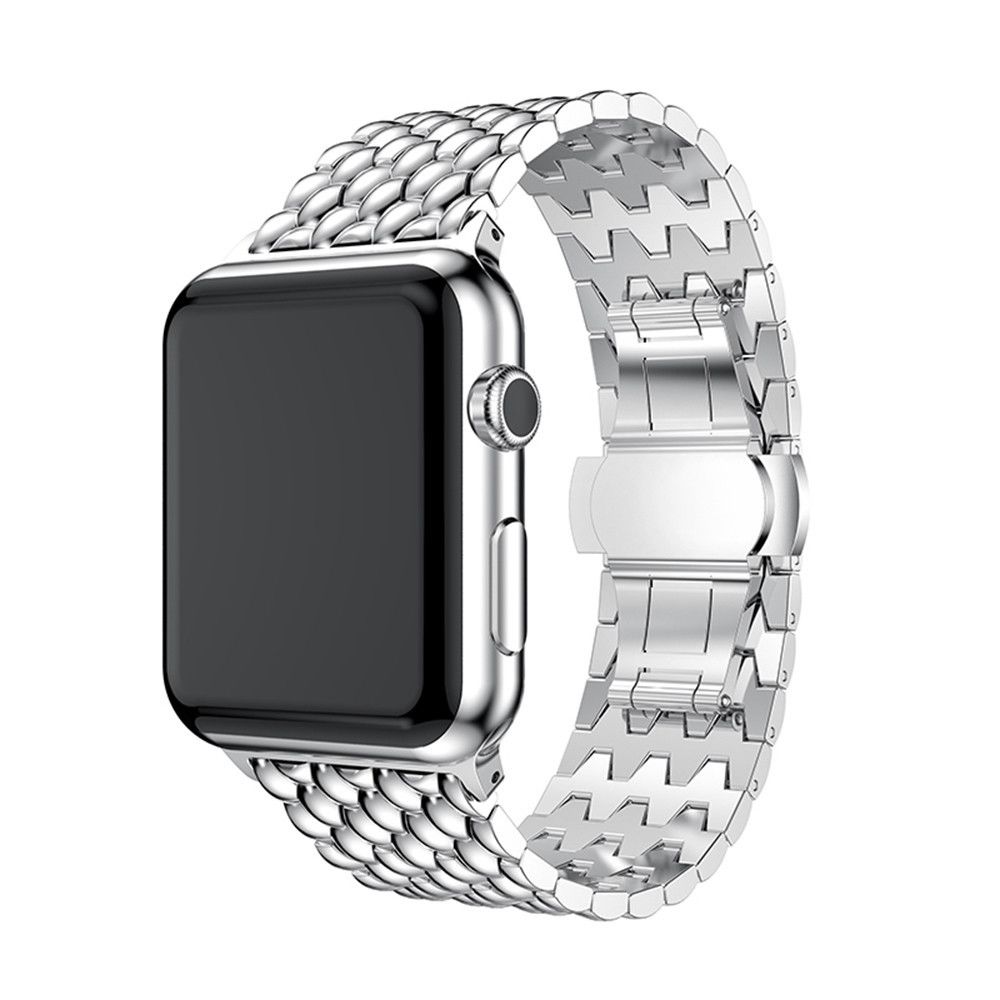 Wewoo - Bracelet montre en acier inoxydable massif Dragon Grain pour Apple Watch séries 3 et 2 et 1 42 mm Argent - Accessoires Apple Watch