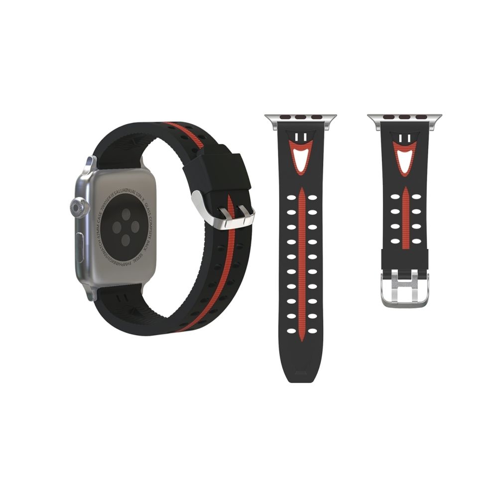 Wewoo - Bracelet noir + rouge pour Apple Watch Series 3 & 2 & 1 38mm Mode Sourire Visage Motif Silicone + - Accessoires Apple Watch