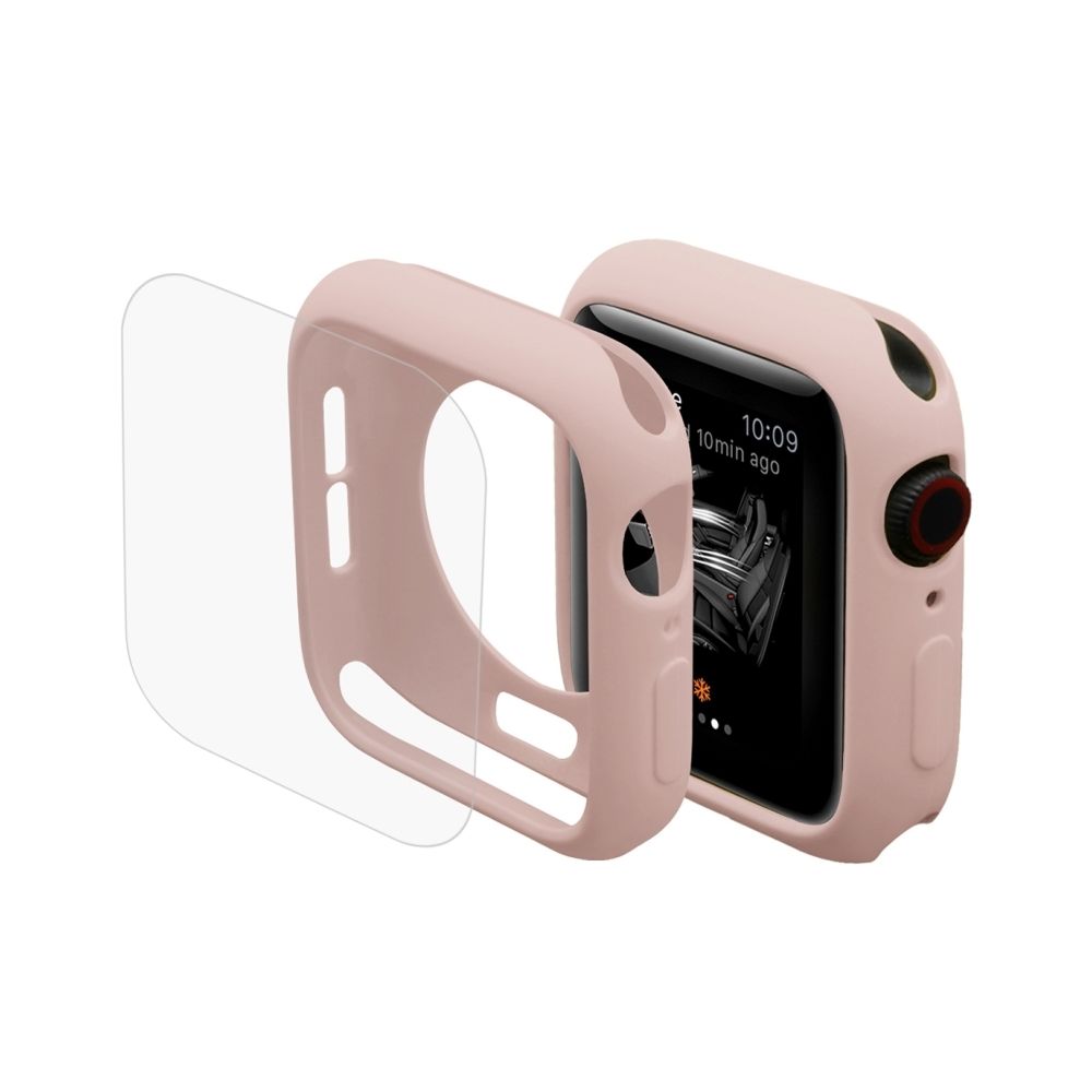 Wewoo - Boitier 2 en 1 TPU Coque de protection semi-plaquée + Film HD courbé plein écran 3D pour courber la chaleur HD pour Apple Watch série 4 40 mm (rose) - Accessoires Apple Watch