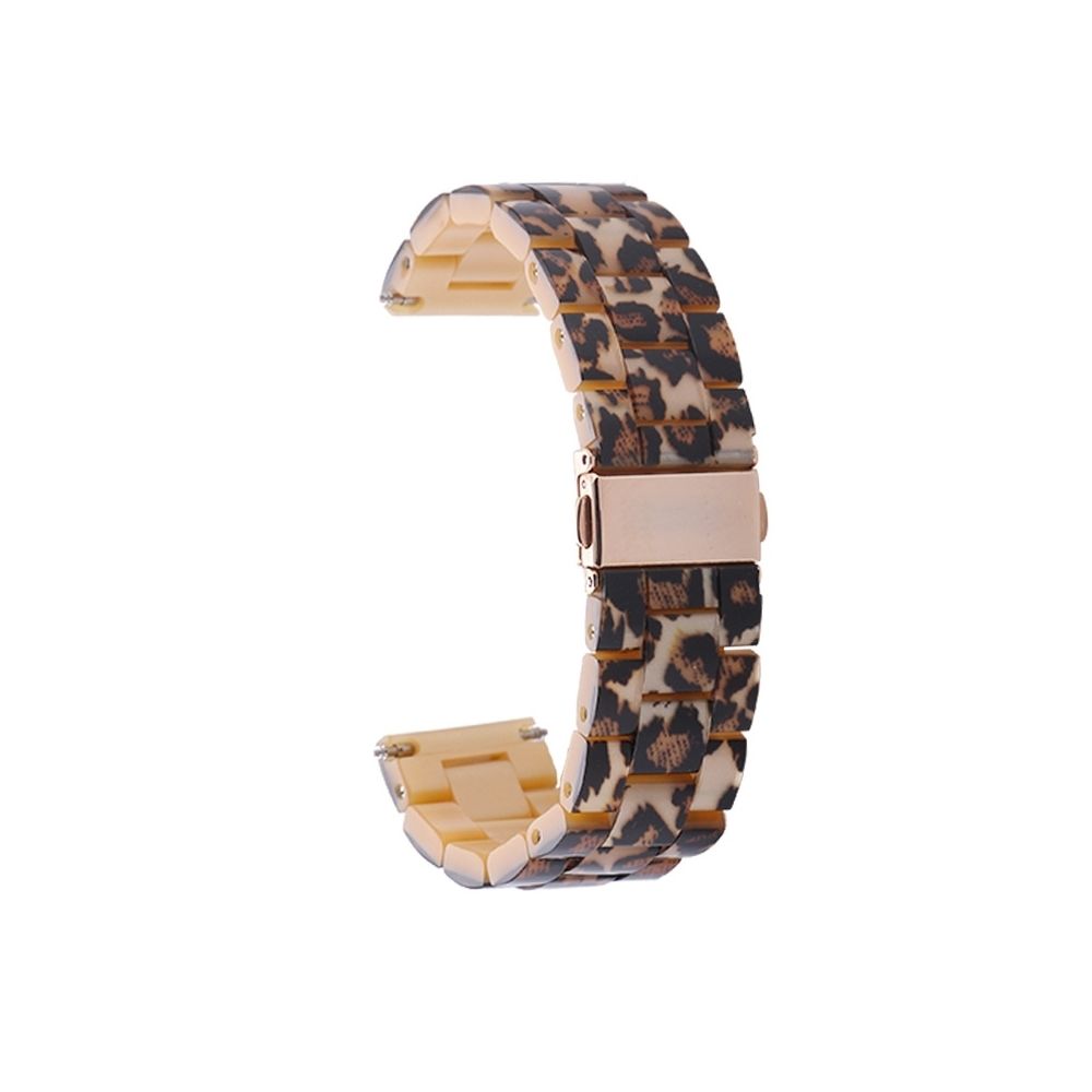 Wewoo - Bracelet pour montre connectée Motif léopard boucle doré de en résine de mode simple 20mm connexion intelligente - Bracelet connecté