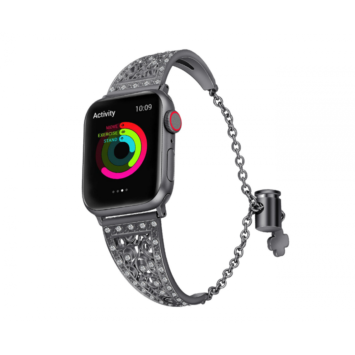 Generic - B12 Black Regarder les bracelets de remplacement 40mm 38mm Fleur en métal en acier inoxydable bracelet brillant bracelet pour Apple Iwatch 7654321 SE - Accessoires Apple Watch