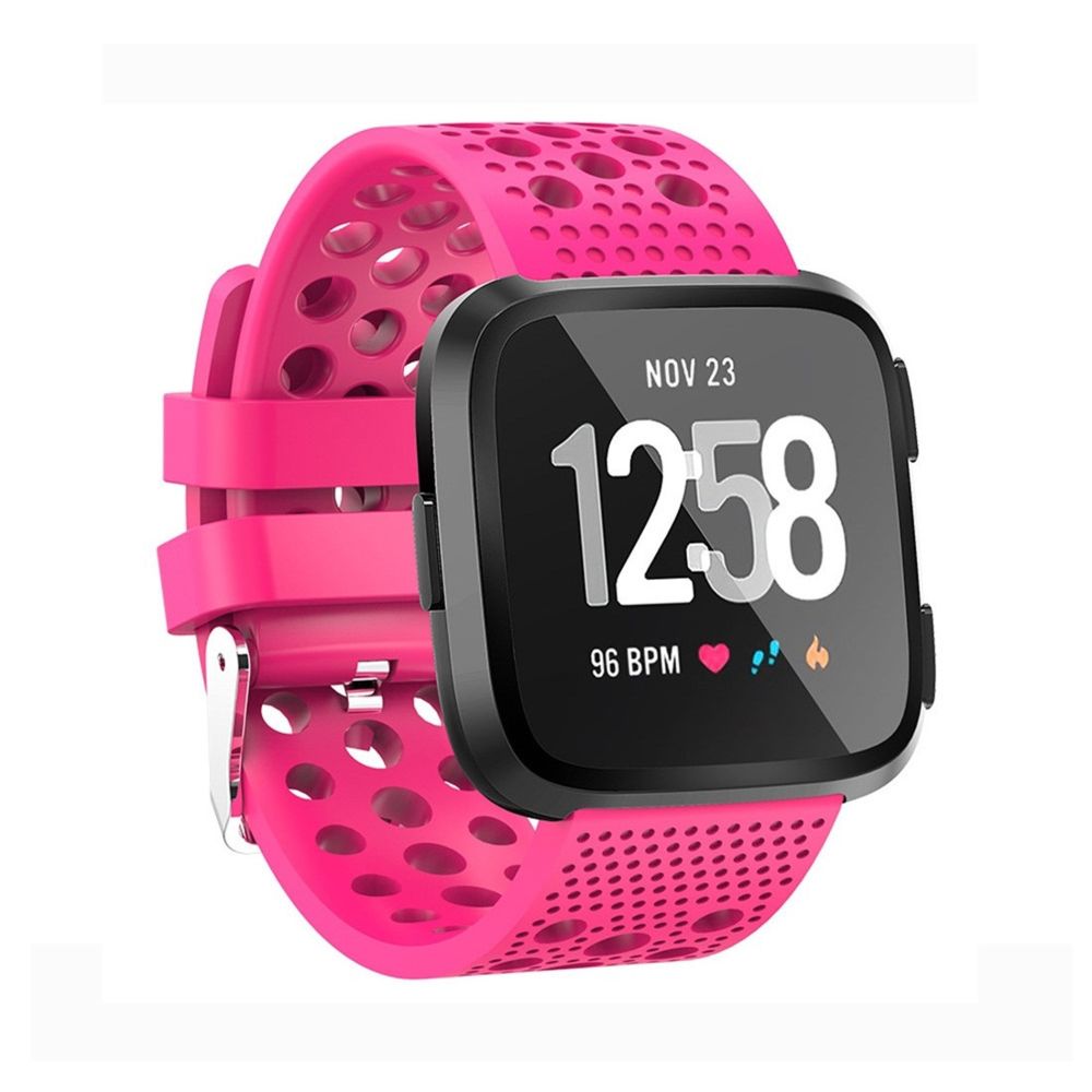 Wewoo - Bracelet pour montre connectée Smartwatch Cercle d'aération trou Fitbit Versa Rose Rouge - Bracelet connecté