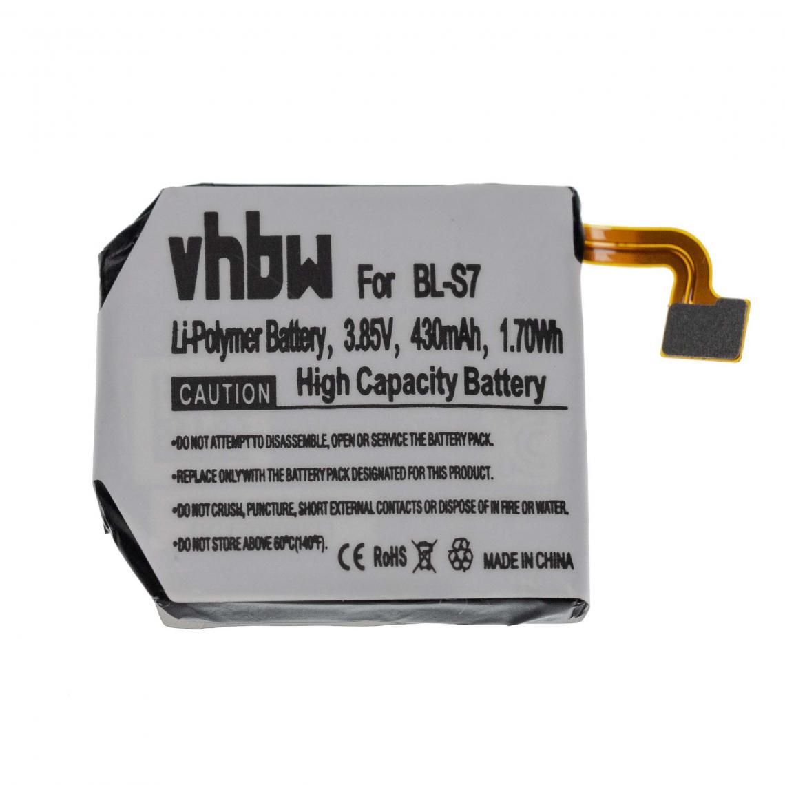 Vhbw - vhbw batterie compatible avec LG W200, W280, W280A (AT&T), W281, Watch Urbane 2nd Edition LTE smartwatch bracelet fitness (430mAh, 3.85V, Li-Polymère) - Accessoires montres connectées