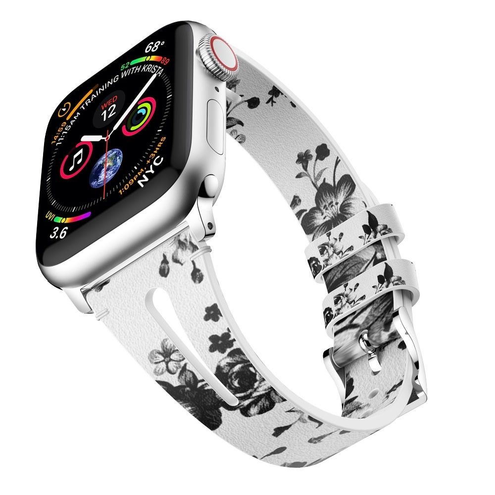 Wewoo - Bracelet en cuir forme de goutte d'eau pour montre-bracelet Apple Watch séries 43 et 2 et 1 et 42 mm blanc et gris - Accessoires montres connectées