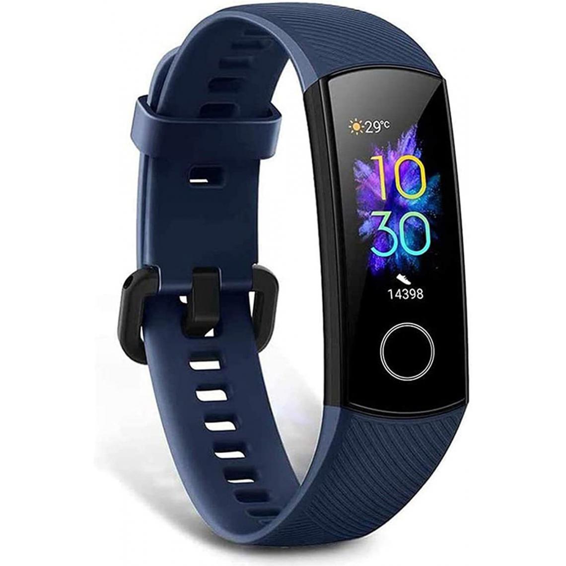 Chrono - HONOR Band 5 Montre Connectée Podometre Cardio Bracelet Connecté avec SpO2 et Mesure de la Fréquence Cardiaque Montre Intelligente Sport Running Sommeil Homme Femme Smartwatch Android iOS(Bleu) - Montre connectée