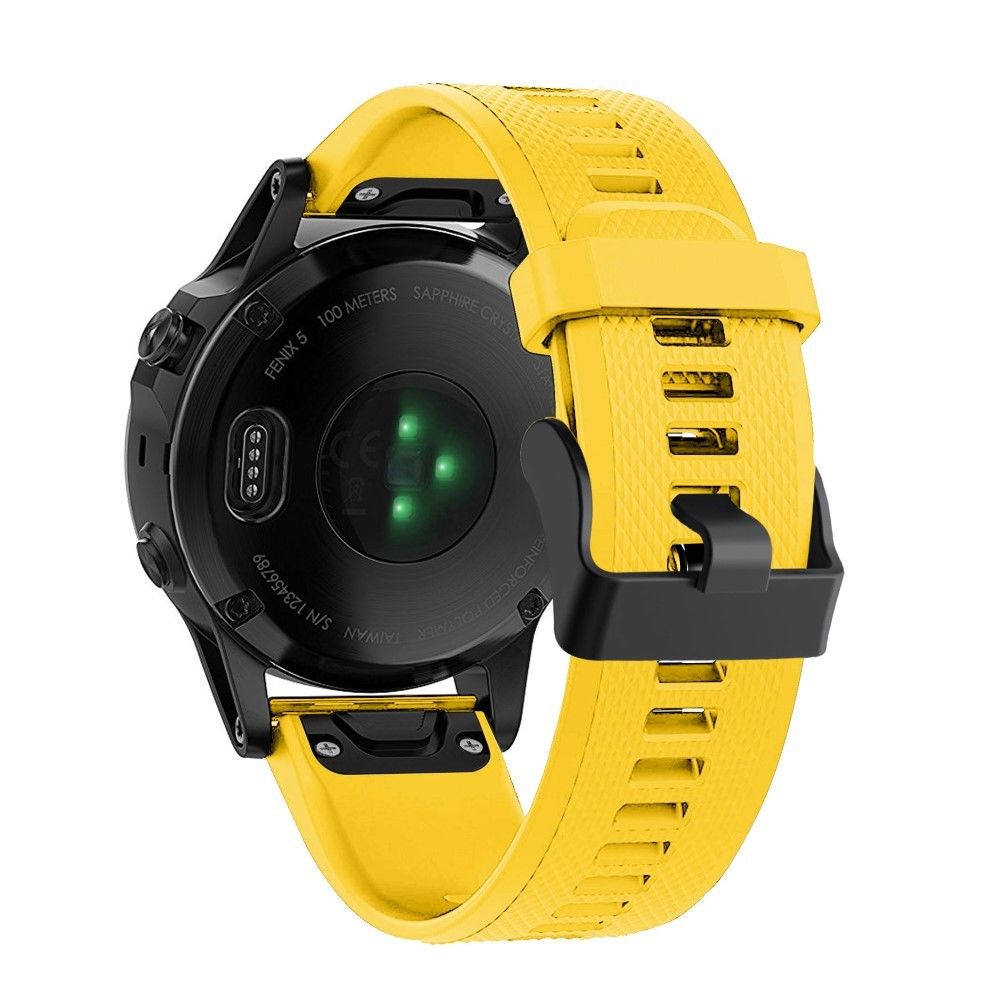 marque generique - Bracelet en silicone sport avec boucle noire jaune pour votre Garmin Fenix 5 - Accessoires bracelet connecté