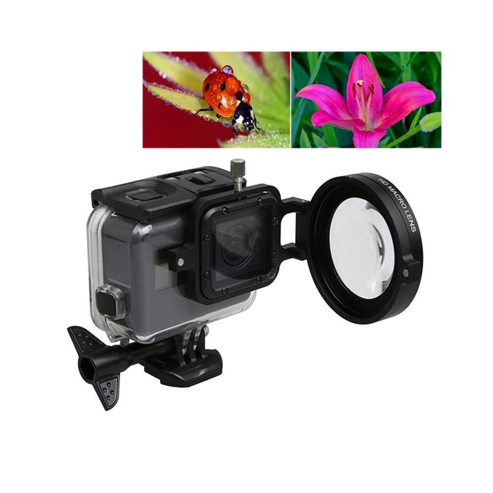 Wewoo - Filtre pour GoPro HERO5 Sport Caméra d'Action Professionnel 58mm 16X Macro Objectif Close-up avec Base de l'objectif et Adaptateur Anneau Lens Capuchon de Protection & Anti-perte de Sangle de Main & Chiffon de Nettoyage - Caméras Sportives