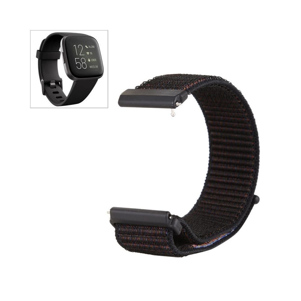 Wewoo - Bracelet pour montre connectée de Fitbit Versa / 2 en nylon avec crochet et fermeture à boucle brun noir - Bracelet connecté