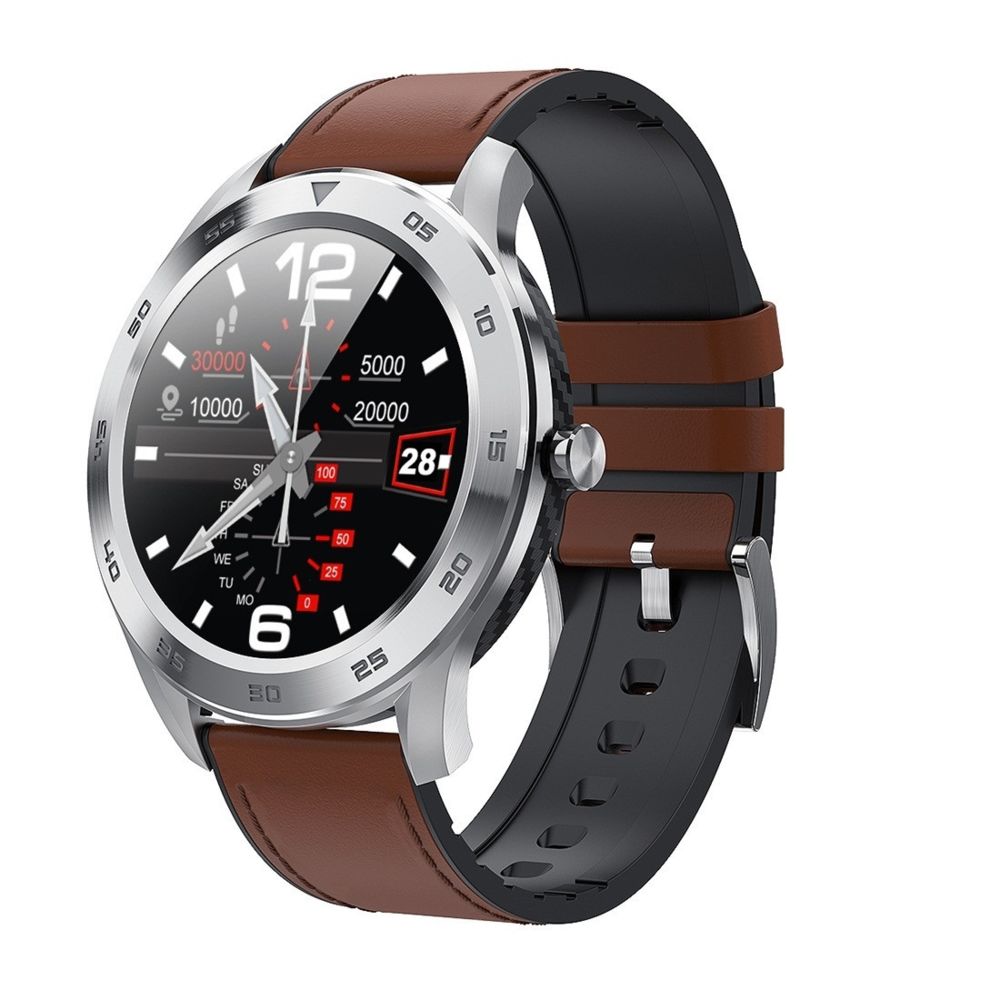 Wewoo - Montre connectée Smartwatch avec bracelet en cuir et écran couleur TFT DT98 de 1,3 poucesRappel d'appel / Surveillance de la fréquence cardiaque / pression artérielle / du sommeil Brun clair - Montre connectée