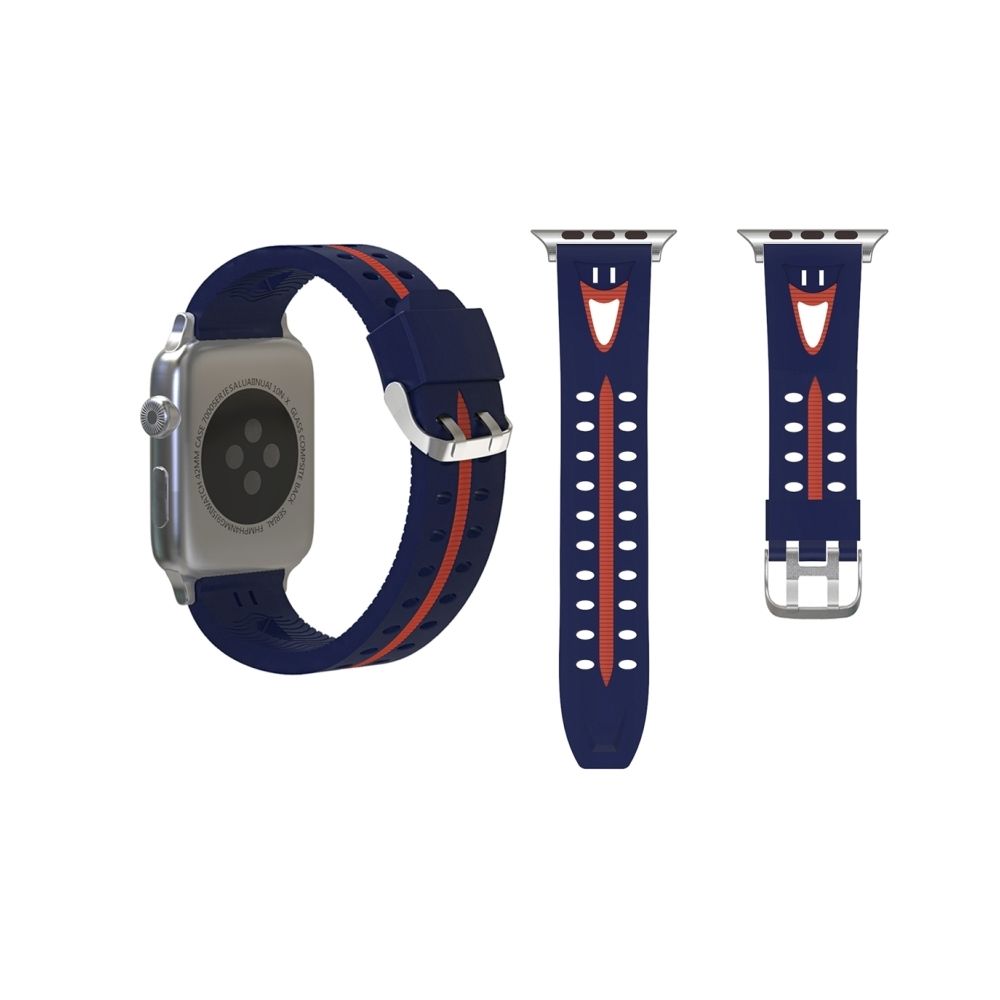 Wewoo - Bracelet bleu et rouge pour Apple Watch Series 3 & 2 & 1 38mm Mode Sourire Visage Motif Silicone + - Accessoires Apple Watch