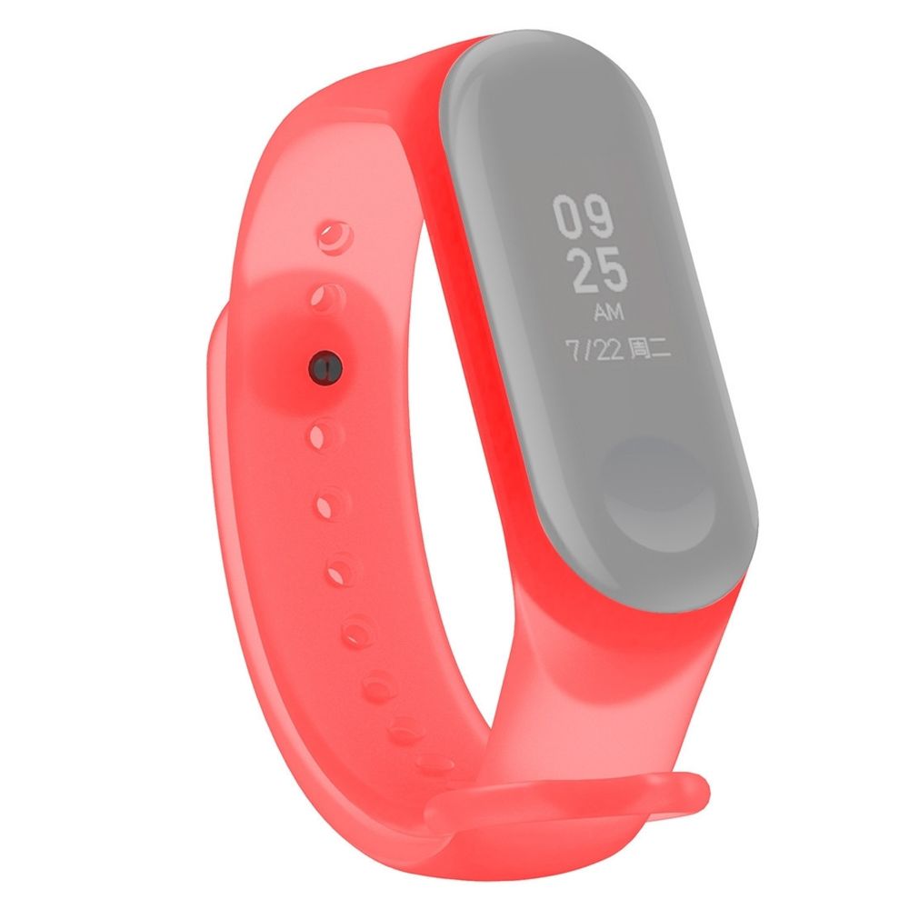 Wewoo - Bracelet pour montre connectée Bande de en silicone coloré translucide Xiaomi Mi Band 3 & 4 rouge - Bracelet connecté