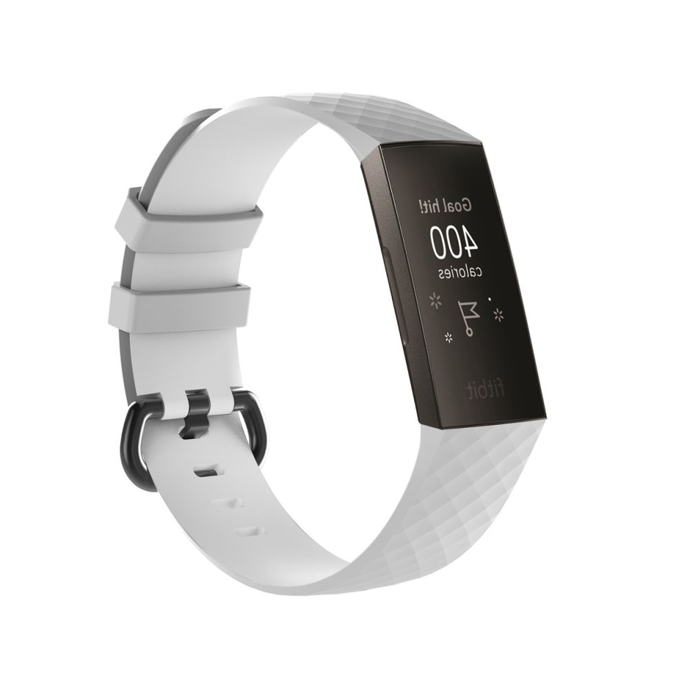 Wewoo - Bracelet en silicone à motif de diamants pour Fitbit Charge 3 (blanc) - Bracelet connecté