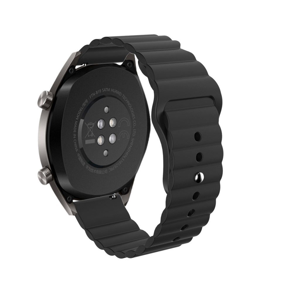 Generic - Bracelet en silicone Boucle inversée de 22 mm noir pour votre Samsung Gear S3/Galaxy Watch 46mm/Huawei GT2 46mm/Huami Amazfit 1/2 - Accessoires bracelet connecté