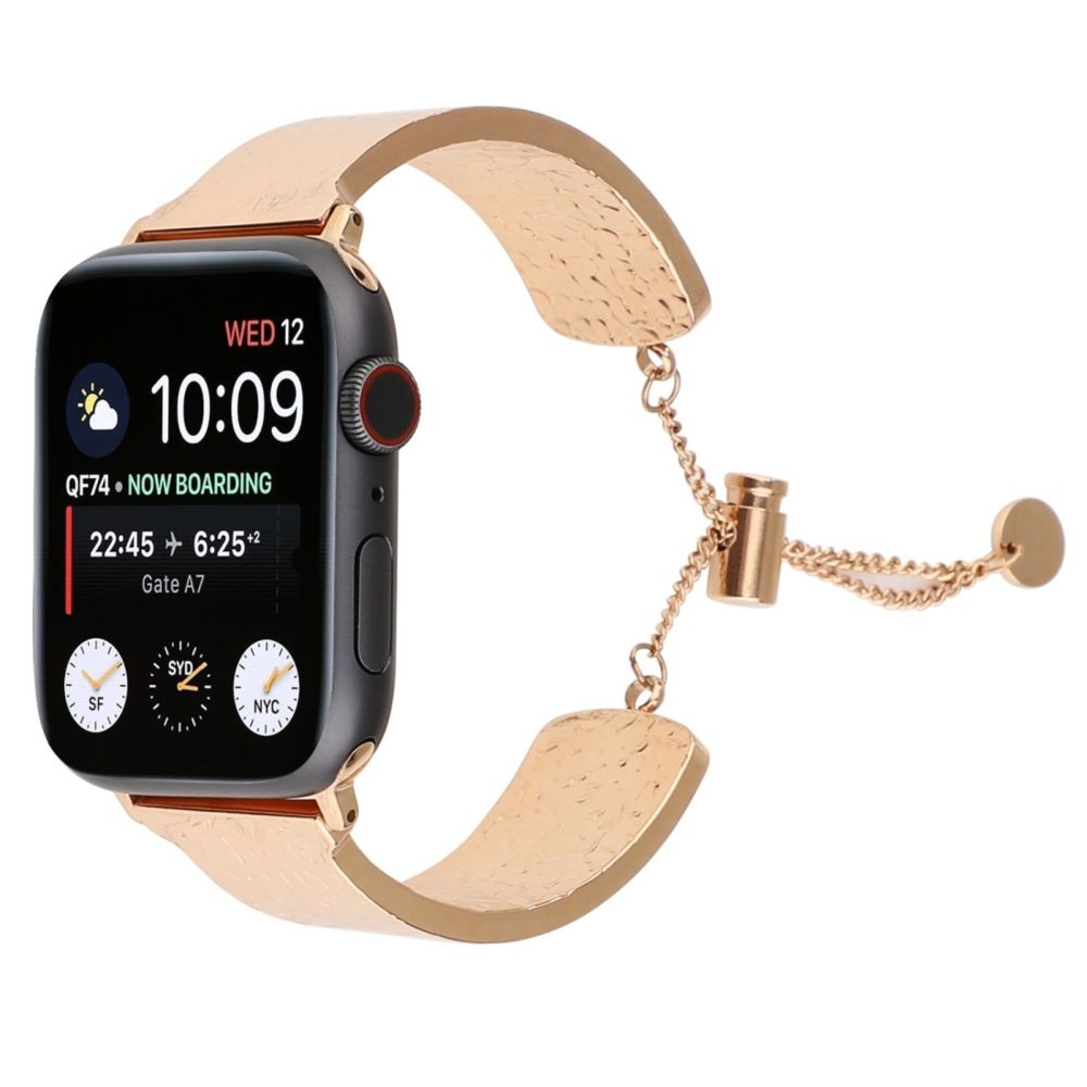 Wewoo - Bracelet simple en acier inoxydable 316 avec gaufré pour Apple Watch séries 5 et 440 mm / 32 et 138 mm or rose - Accessoires montres connectées