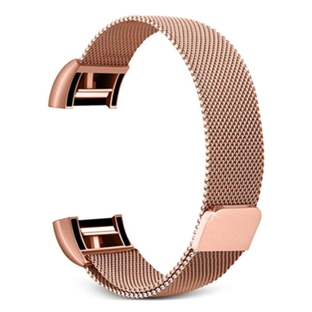 Wewoo - Bracelet pour montre connectée Smartwatch avec en acier inoxydable FITBIT Charge 2taille L or rose - Bracelet connecté