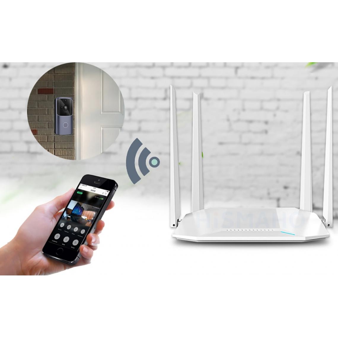 Universal - Sonnette maison intelligente sans fil téléphone portable sonnette caméra sécurité vidéo walkie-talkie 720p HD IR vision nocturne appartement | sonnette (gris) - Sonnette et visiophone connecté