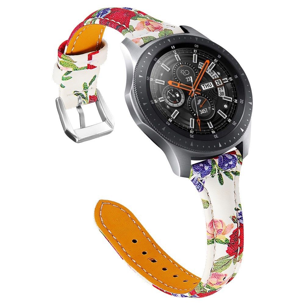 marque generique - Bracelet en cuir véritable motif de fleurs 22mm style H pour votre Samsung Gear S3 Classic/Frontier - Accessoires bracelet connecté