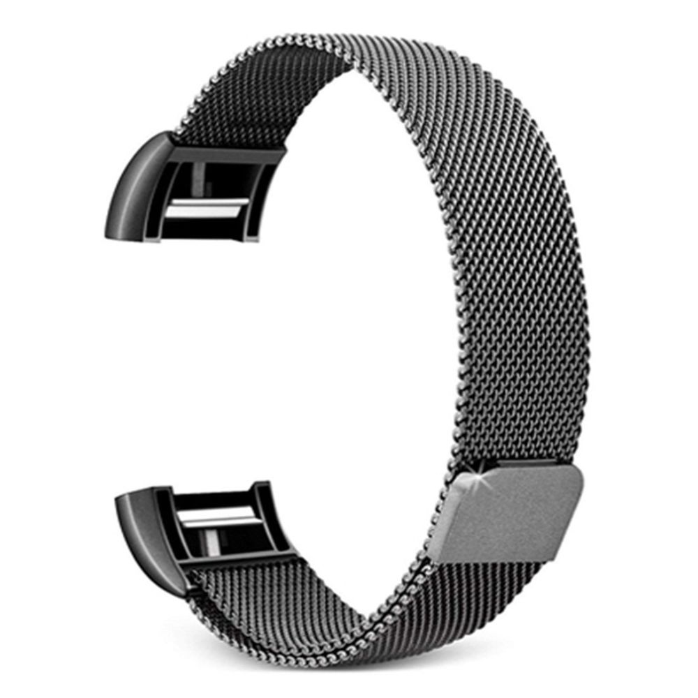 Wewoo - Bracelet pour montre connectée Smartwatch avec en acier inoxydable FITBIT Charge 2Taille L Noir - Bracelet connecté