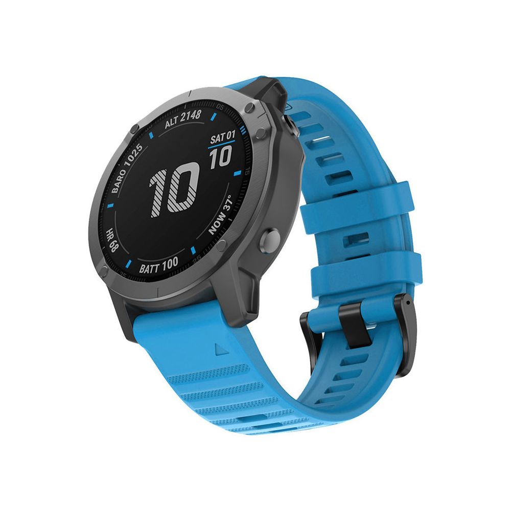 Generic - Bracelet de montre de remplacememnt en silicone 22mm Pour Garmin Fenix6 Fenix5 Universel Bleu Claire - Bracelet connecté