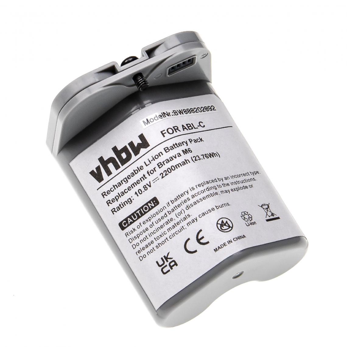 Vhbw - vhbw Batterie compatible avec iRobot Braava Jet M6 aspirateur, robot électroménager (2200mAh, 10,8V, Li-ion) - Accessoire entretien des sols