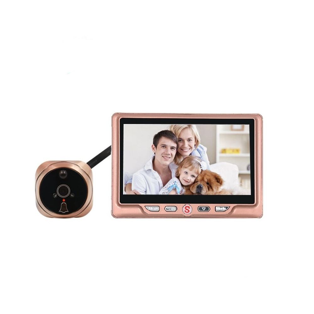 Wewoo - Portier vidéo Visiophone sans fil Interphone 4,3 pouces LCD porte caméra enregistrable enregistrement détection de mouvement oeil sonnette or rose - Sonnette et visiophone connecté