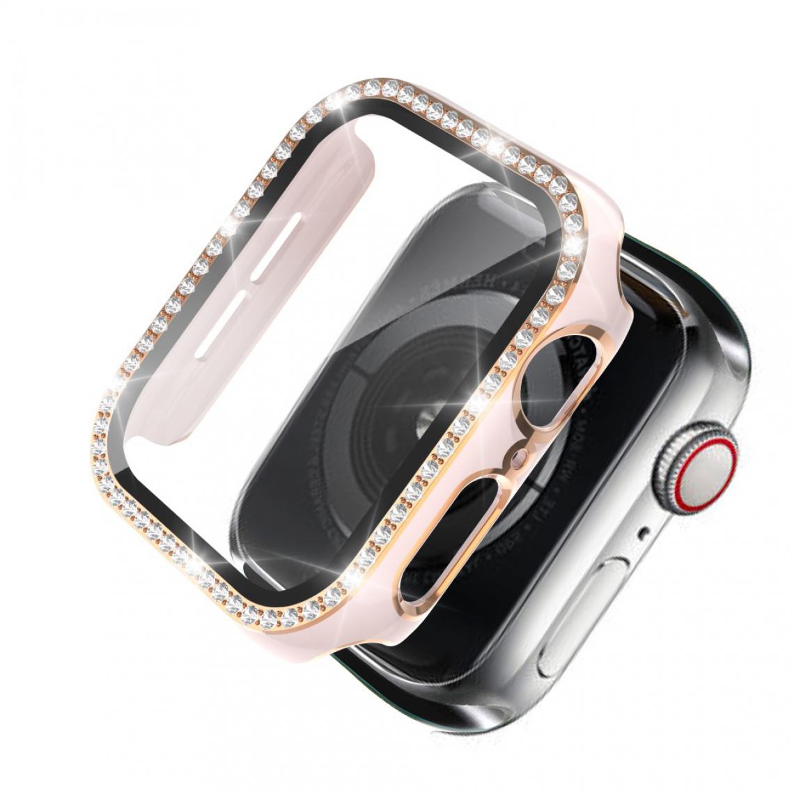 Other - Coque en TPU Cristal de strass de galvanoplastie bicolore rose/or pour votre Apple Watch 4/5/6/SE 44mm - Accessoires bracelet connecté