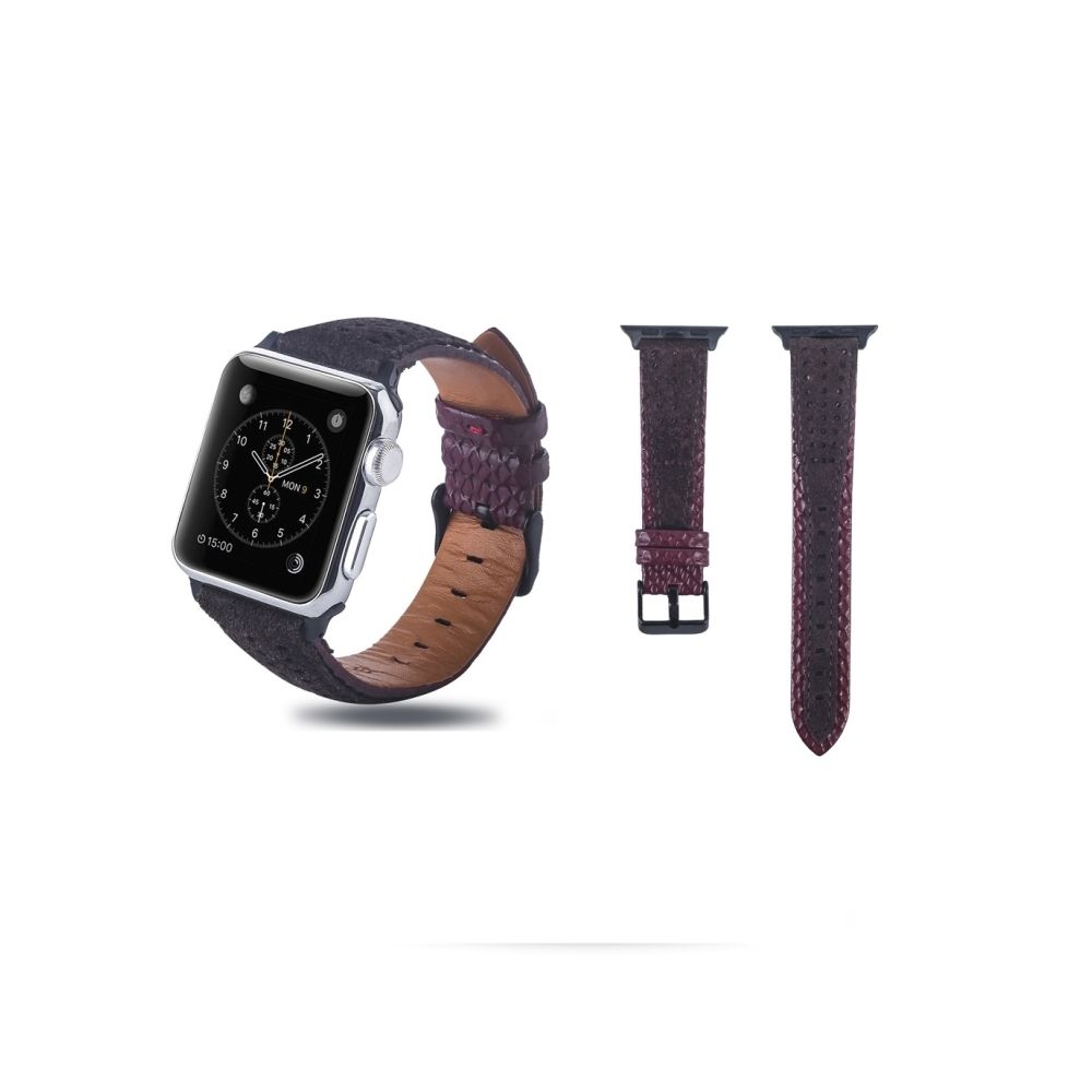 Wewoo - Bande de montre en cuir pleine fleur avec trou rond pour Apple Watch séries 4, 3 et 2 et 1 42 et 44 mm - Accessoires Apple Watch