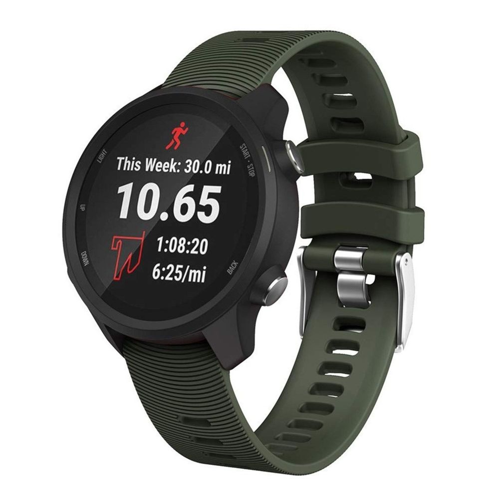 Wewoo - Bracelet pour montre connectée en silicone Smartwatch Garmin Forerunner 245 vert armée - Bracelet connecté