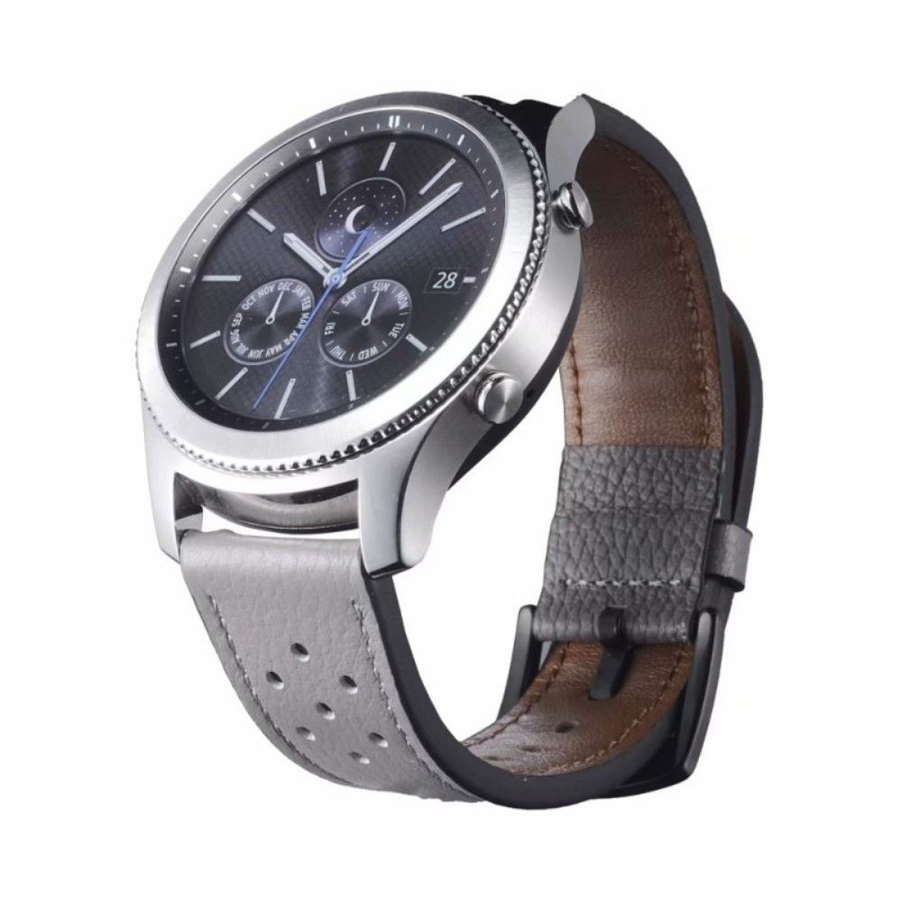 Generic - Bracelet en cuir véritable Sangle de 22 mm gris pour votre Huawei Watch GT2e/GT2 46mm - Accessoires bracelet connecté
