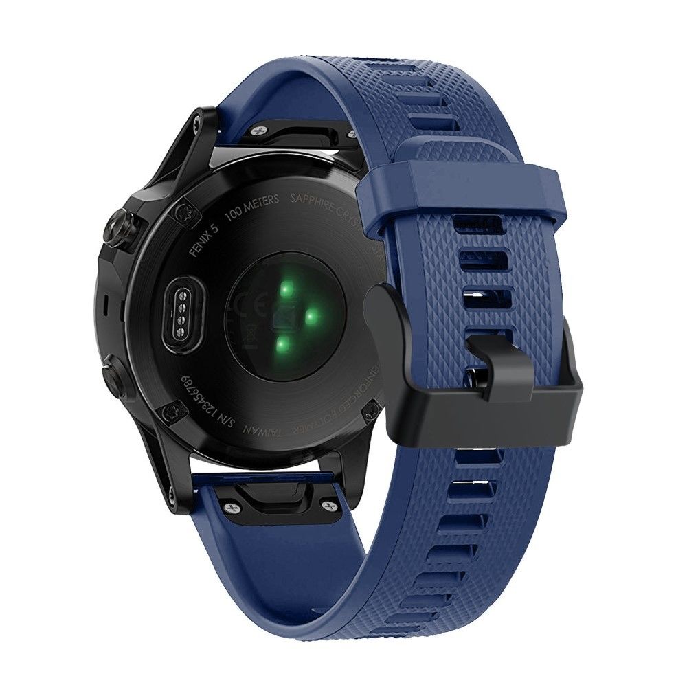marque generique - Bracelet en silicone sport avec boucle noire bleu foncé pour votre Garmin Fenix 5 - Accessoires bracelet connecté