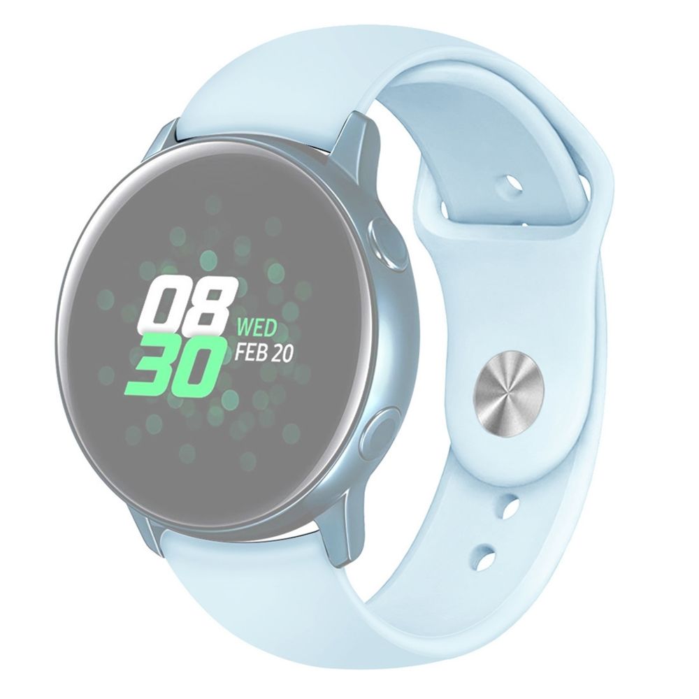 Wewoo - Bracelet pour montre connectée Galaxy Watch Active 2 Smartwatch de poignet en silicone de couleur unieTaille S Bleu clair - Bracelet connecté