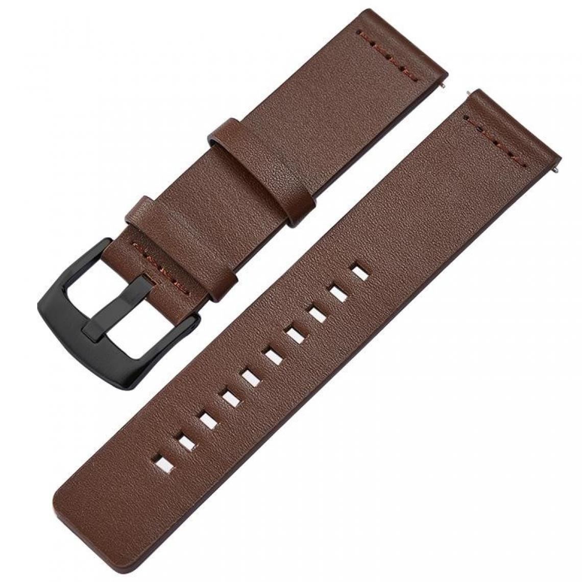Wewoo - Bracelet pour montre connectée Dragonne en cuir avec boucle noire Smart Watch Apple / Galaxy Gear S3 / Moto 360 2ndSpécifications 24mm Marron - Accessoires montres connectées