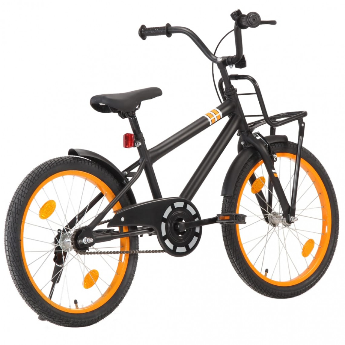 Icaverne - Superbe Cyclisme reference Brazzaville Vélo d'enfant avec porte-bagages avant 20 pouces Noir et orange - Vélo électrique