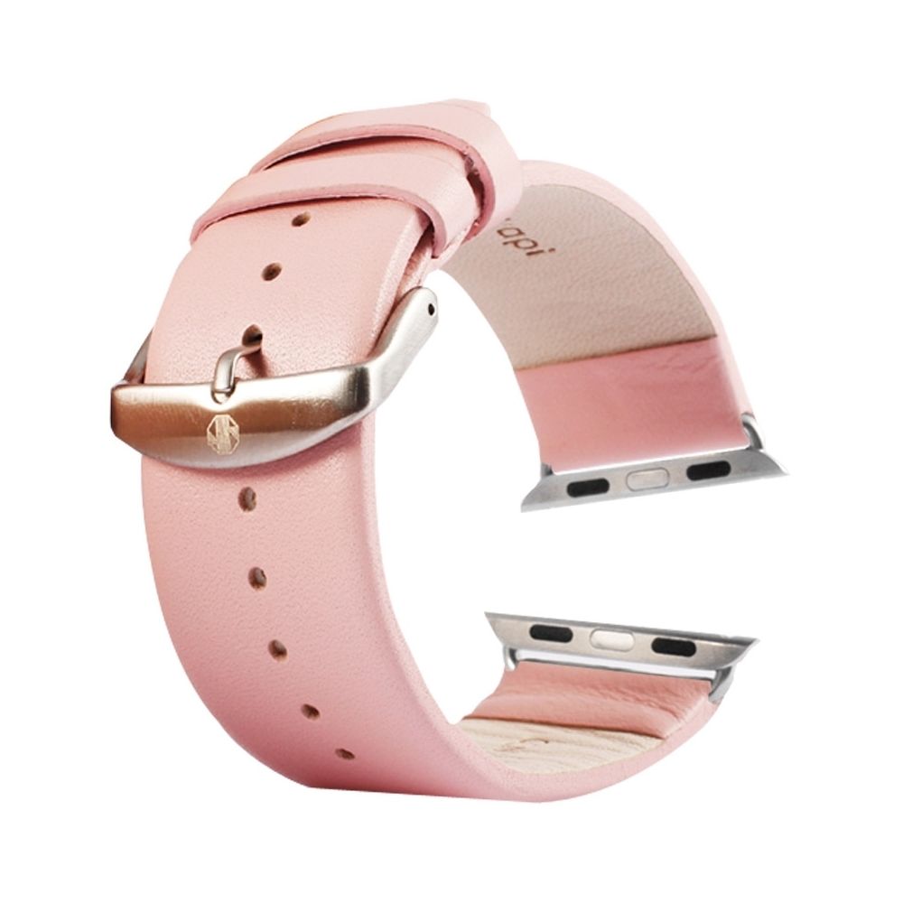 Wewoo - pour Apple Watch 42mm Texture subtile Boucle brossée Bracelet en cuir véritable avec connecteur (Rose) - Accessoires Apple Watch