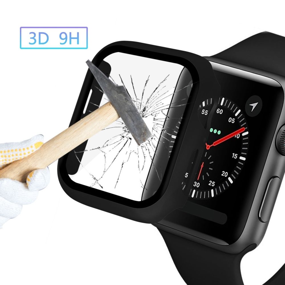 Wewoo - Etui pour PC avec couverture totale + Protecteur en verre trempé Apple Watch Series 5/4 40mm Noir - Accessoires montres connectées