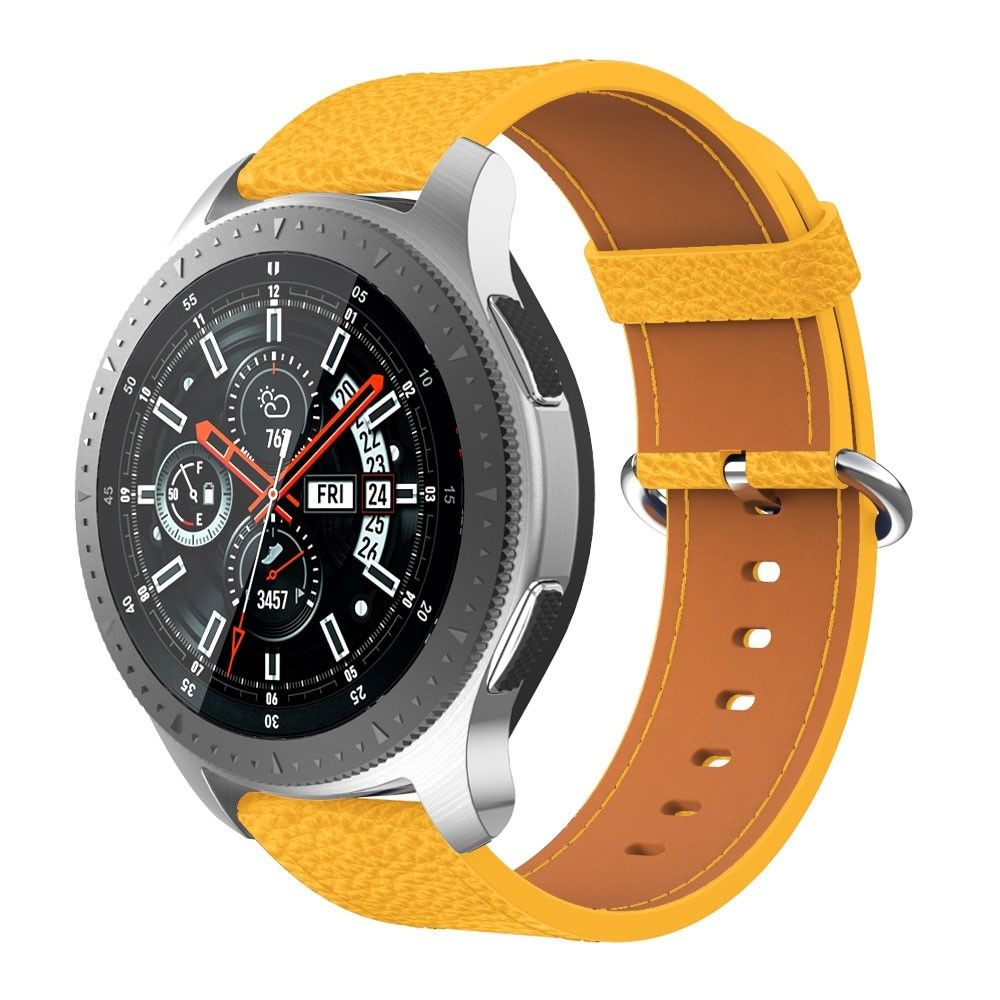 marque generique - Bracelet en cuir véritable boucle classique jaune pour votre Samsung Galaxy Watch 46mm/Gear S3 Classic/S3 Frontier - Accessoires bracelet connecté