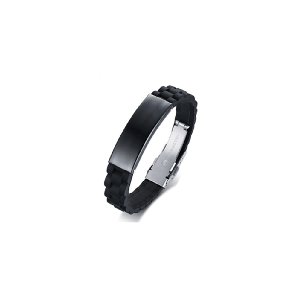 marque generique - YP Select Bracelet de bracelet en acier inoxydable silicone personnalisé - noir + noir - Bracelet connecté