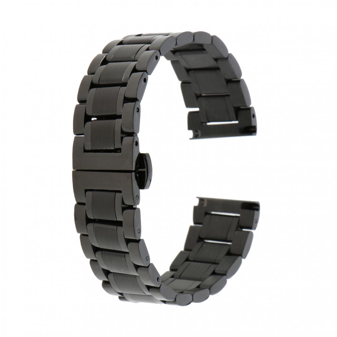 marque generique - bracelet en acier inoxydable bracelet de montre de rechange bracelet en métal noir 16mm - Accessoires montres connectées