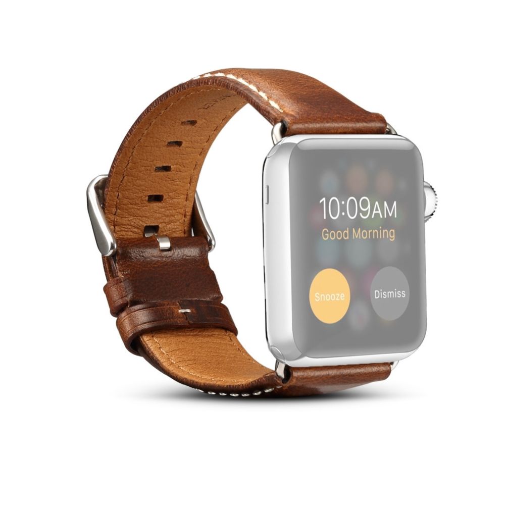 Wewoo - Denior Oil Wax Retro Watch Bracelet en cuir pour Apple Series 5 & 4 40 mm / 3 & 2 & 1 38 mm marron - Accessoires Apple Watch
