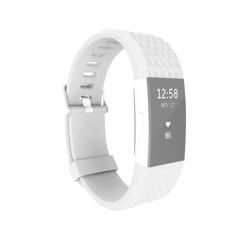 Wewoo - Bracelet blanc pour Fitbit Charger 2 Montre Diamond Texture TPU Bracelet, Longueur totale: 23cm - Bracelet connecté