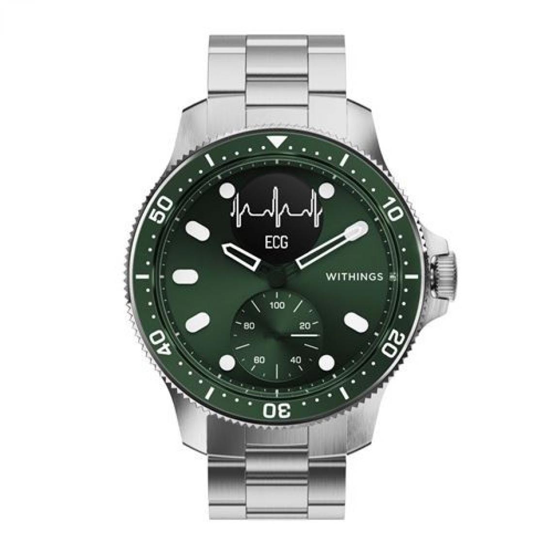 Withings - Montre connectée Withings Scanwatch Horizon 44 mm boîtier Vert - Montre connectée