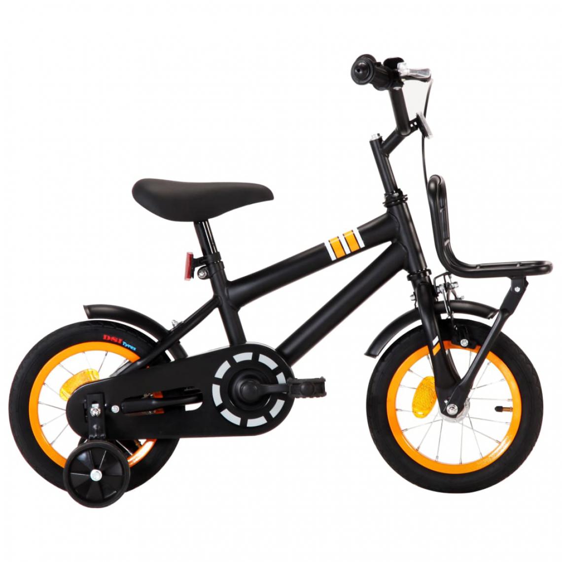 Vidaxl - vidaXL Vélo d'enfant avec porte-bagages avant 12 pouces Noir et orange - Vélo électrique