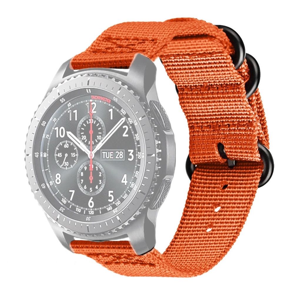 Wewoo - Bracelet pour montre connectée Samsung Galaxy Watch Active 18 mm S3 en nylon à trois anneaux orange - Bracelet connecté