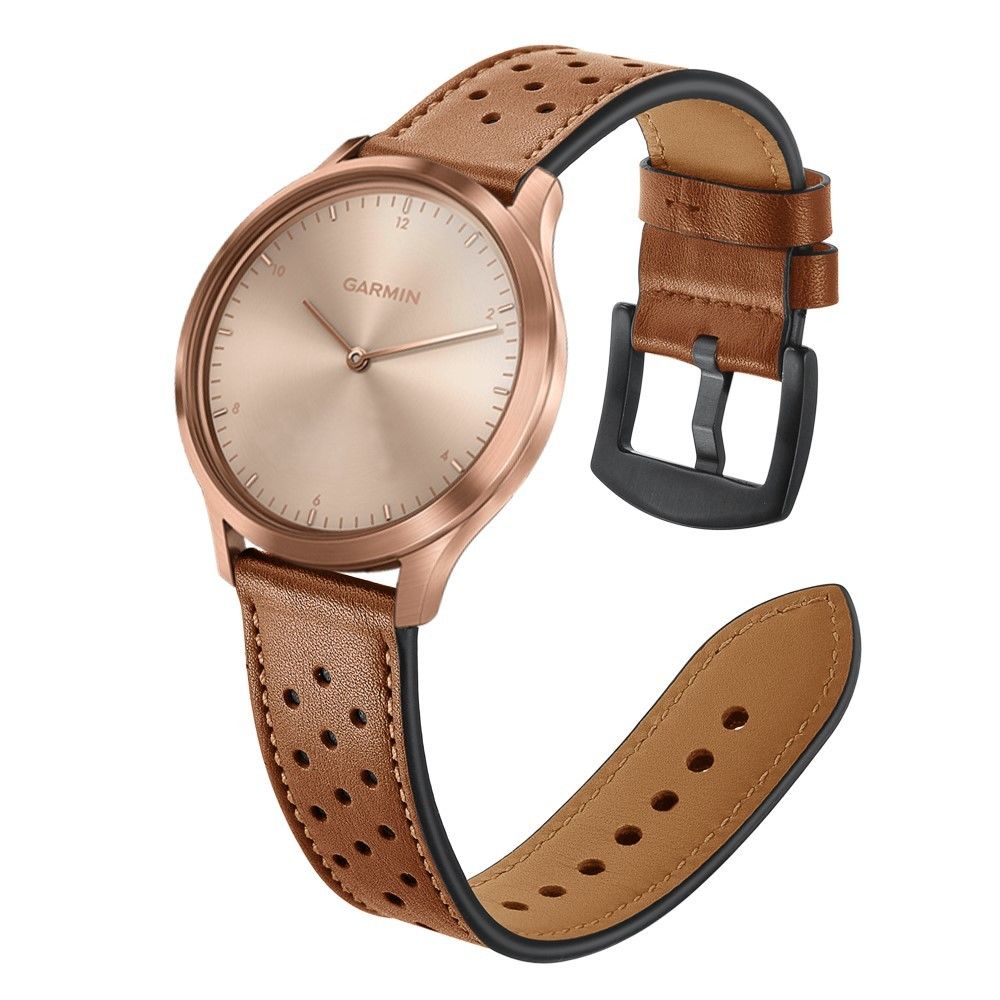 marque generique - Bracelet en cuir véritable 20mm marron pour votre Garmin Vivoactive 3/vivomove HR - Accessoires bracelet connecté