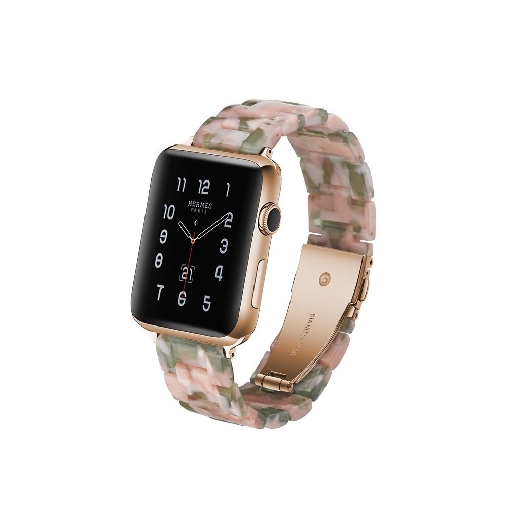 Wewoo - Bracelet de montre en résine Simple Fashion pour Apple Watch séries 5 et 4 40 mm et séries 3 et 2 et 1 38 mm vert rose - Accessoires montres connectées